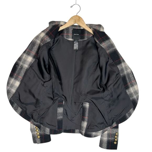 SMYTHE Duchess Wool Elbow Patch Plaid Blazer - Picture 6 of 11